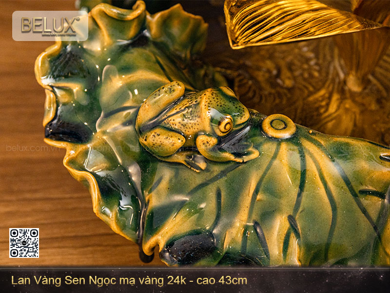 Chậu lan vàng Sen Ngọc mạ vàng 24k - cao 43cm&nbsp;